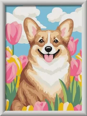 Peinture a Numéro Corgi floral