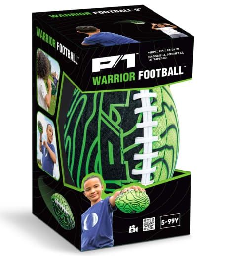 Ballon de football P1 Warrior à double lacet, ultra-adhérent et imperméable noir/vert