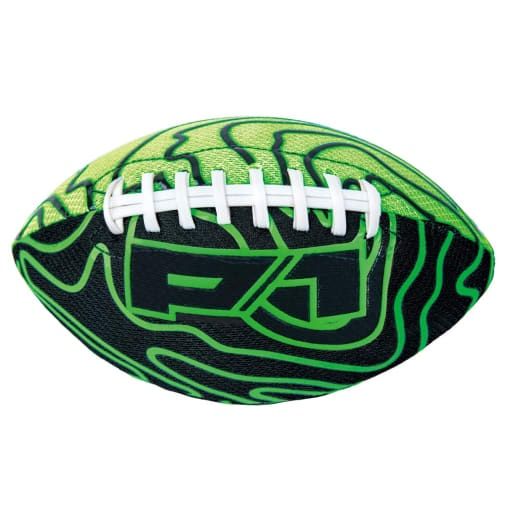 Ballon de football P1 Warrior à double lacet, ultra-adhérent et imperméable noir/vert