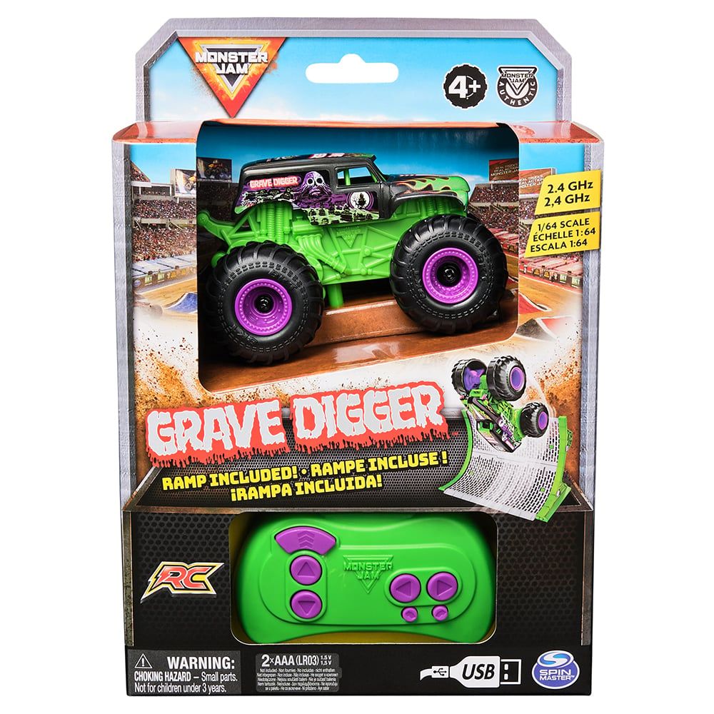 Monster Jam - Camion monstre Grave Digger à l'échelle 1:64 avec télécommande