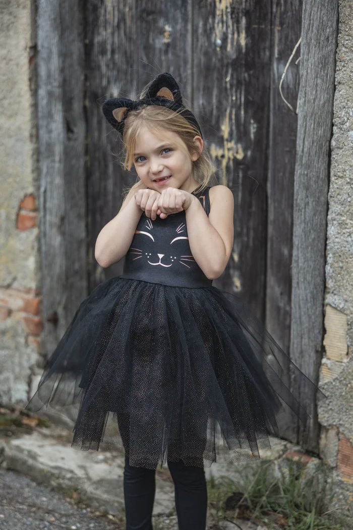 Robe de chat noir avec serre-tête 5-6