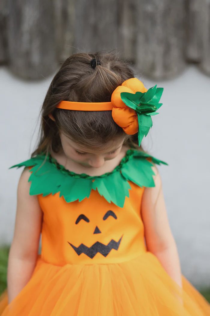 Robe de princesse de la cueillette de citrouilles 3-4