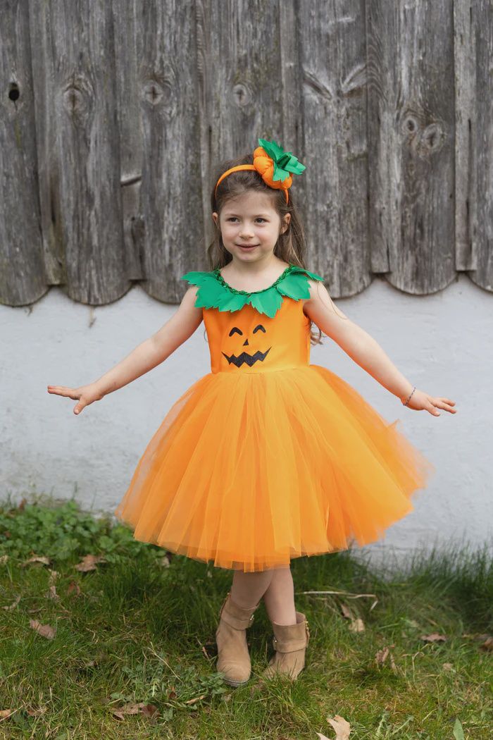 Robe de princesse de la cueillette de citrouilles 3-4