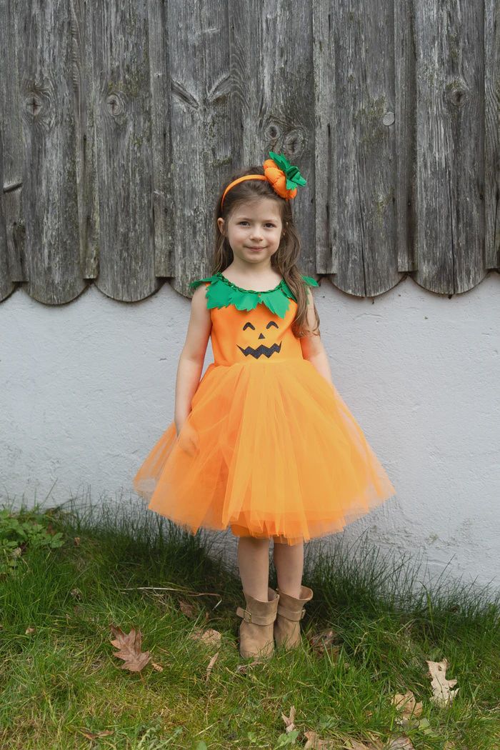 Robe de princesse de la cueillette de citrouilles 3-4