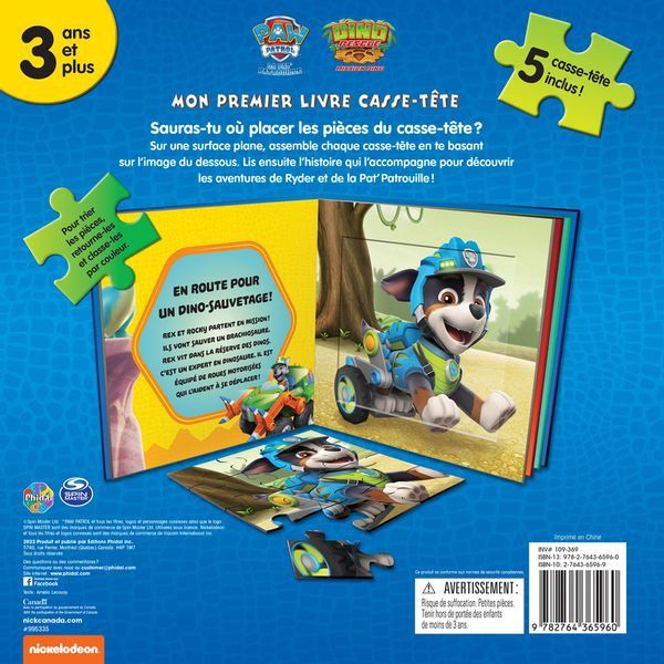Mission dino - La Pat' Patrouille - Mon premier livre casse-tête
