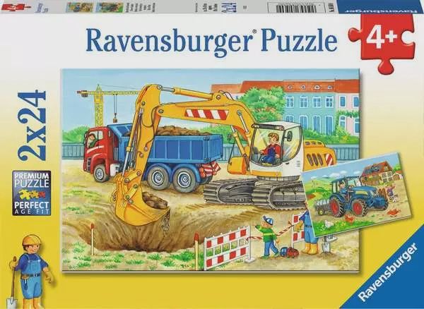 Puzzle enfant 2 x 24 pièces - Ferme et construction