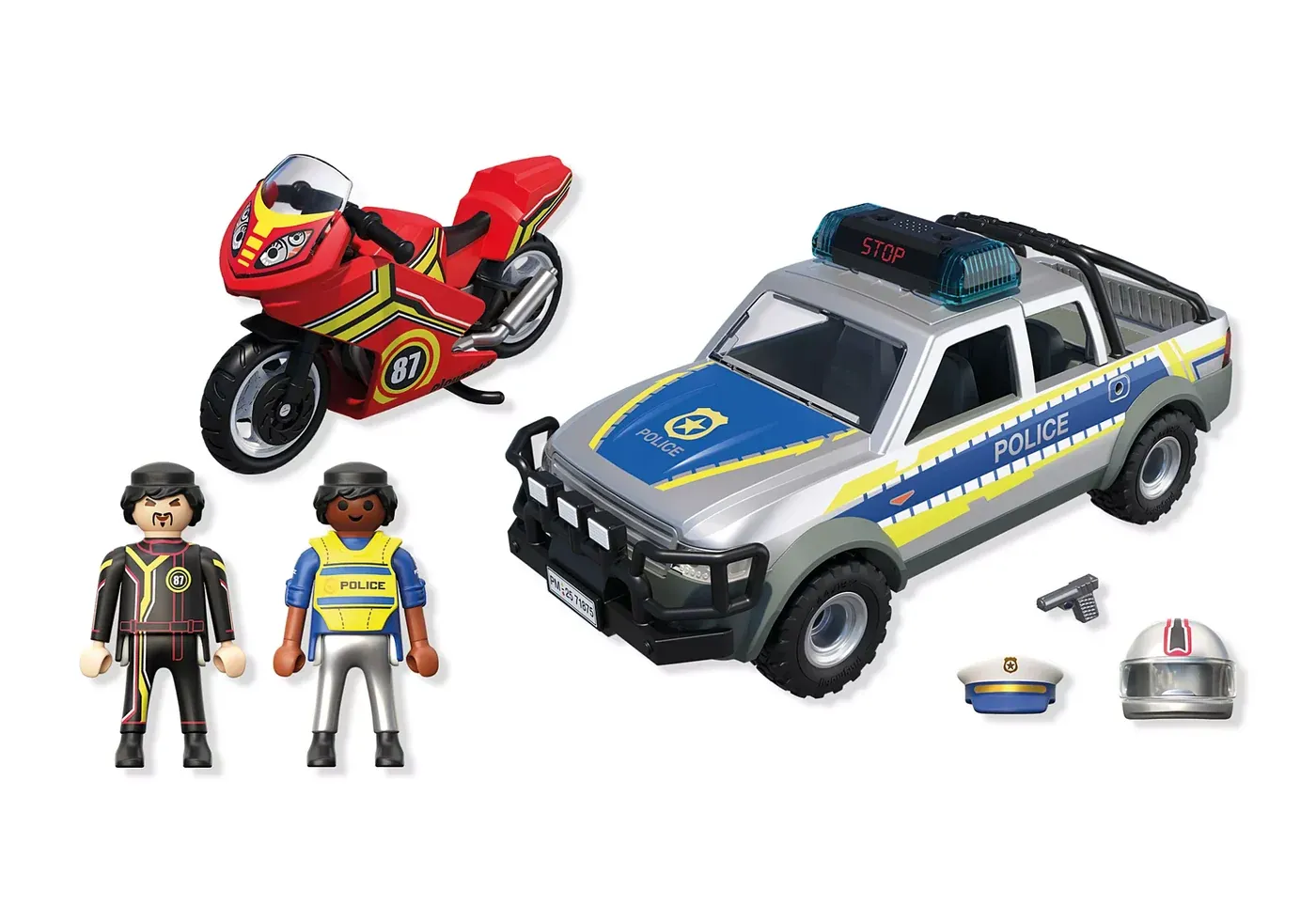 71875 / Pick-up de police, moto et 2 personnages