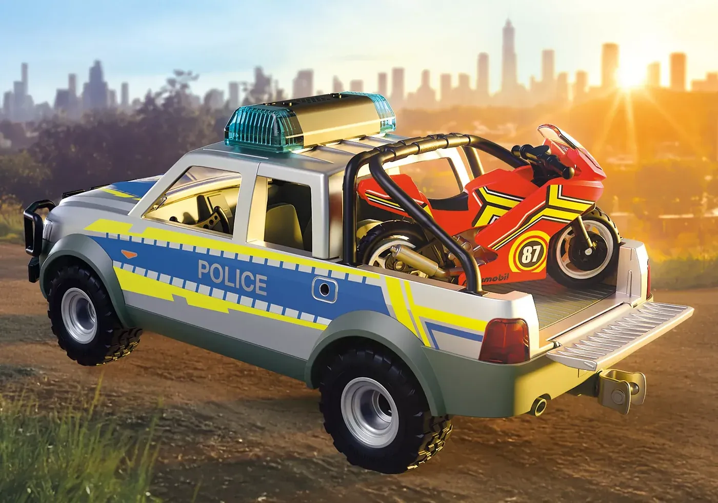 71875 / Pick-up de police, moto et 2 personnages