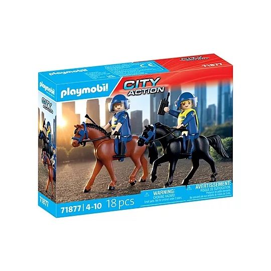 71877 / Policiers cavaliers avec leurs chevaux