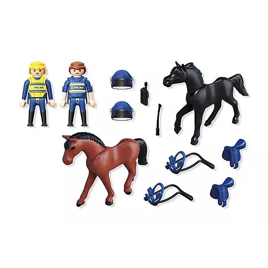 71877 / Policiers cavaliers avec leurs chevaux