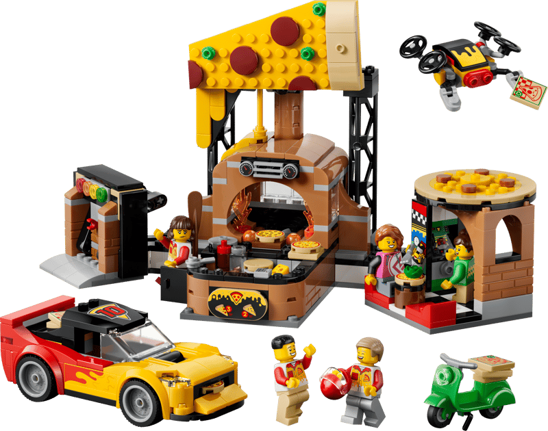60496 / La pizzeria et ses véhicules de livraison
