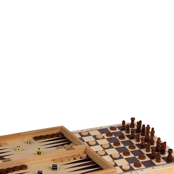 Ensemble de jeux 3 en 1 / Échecs - Dames - Backgammon