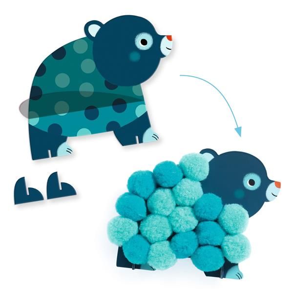 Collage / Animaux et ronds pompons