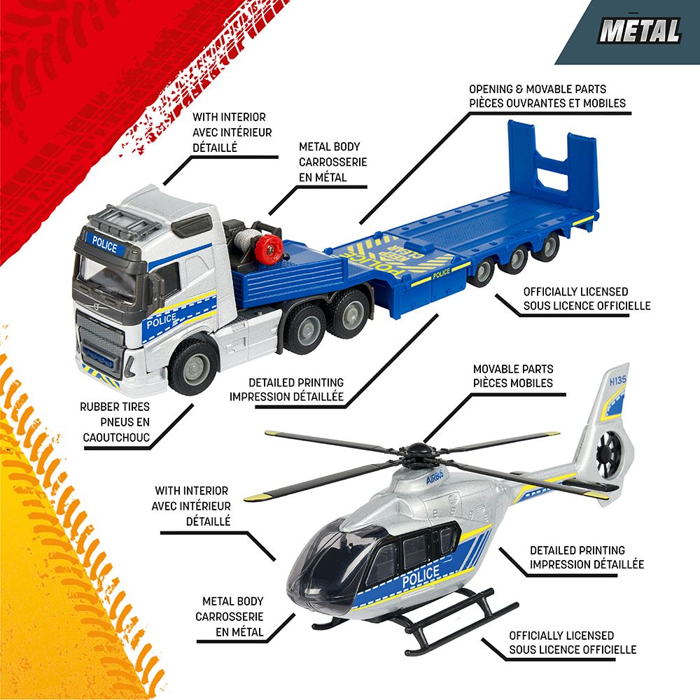 Camion Volvo + Hélicoptère de police Airbus