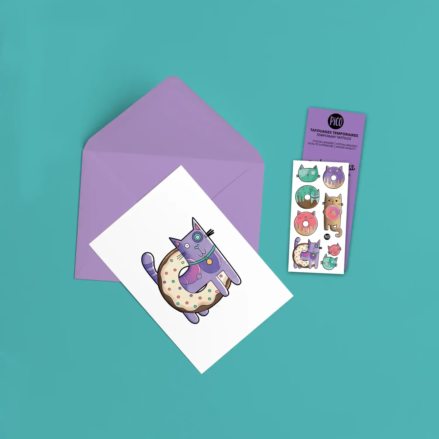 Carte de souhaits - Les chats-beignes