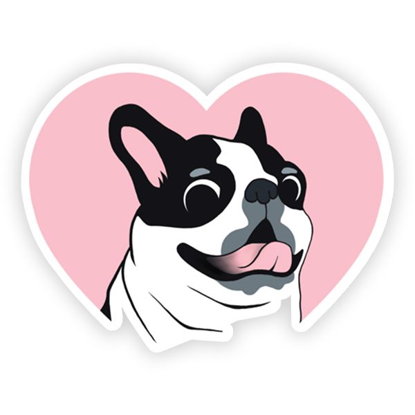 Sticker you / Boston terrier Pink Love Heart