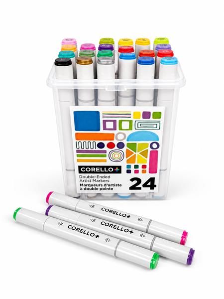 Marqueurs Alcool Corello : 24 Couleurs vives