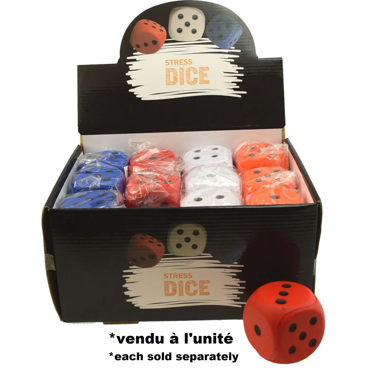 Balle anti-stress en forme de dé 6.35cm