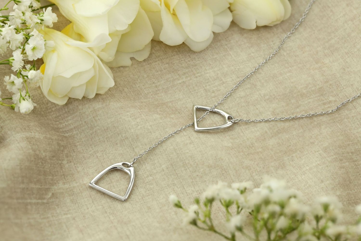 Sterling Silver Twin Stirrup Necklace