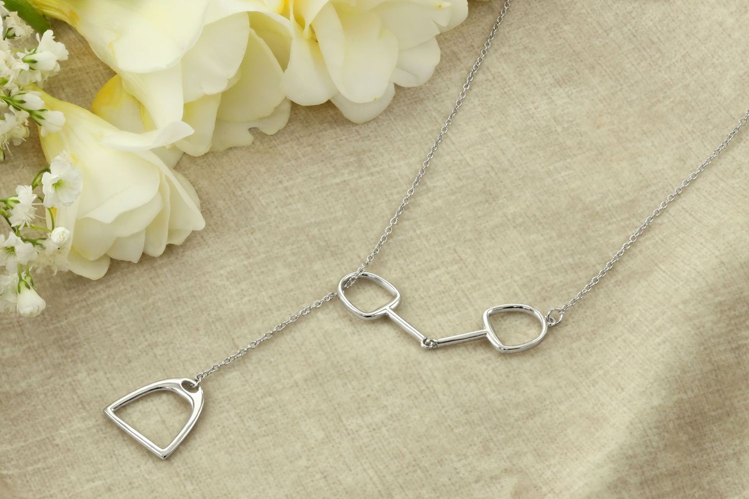 Sterling Silver Snaffle And Stirrup Necklace