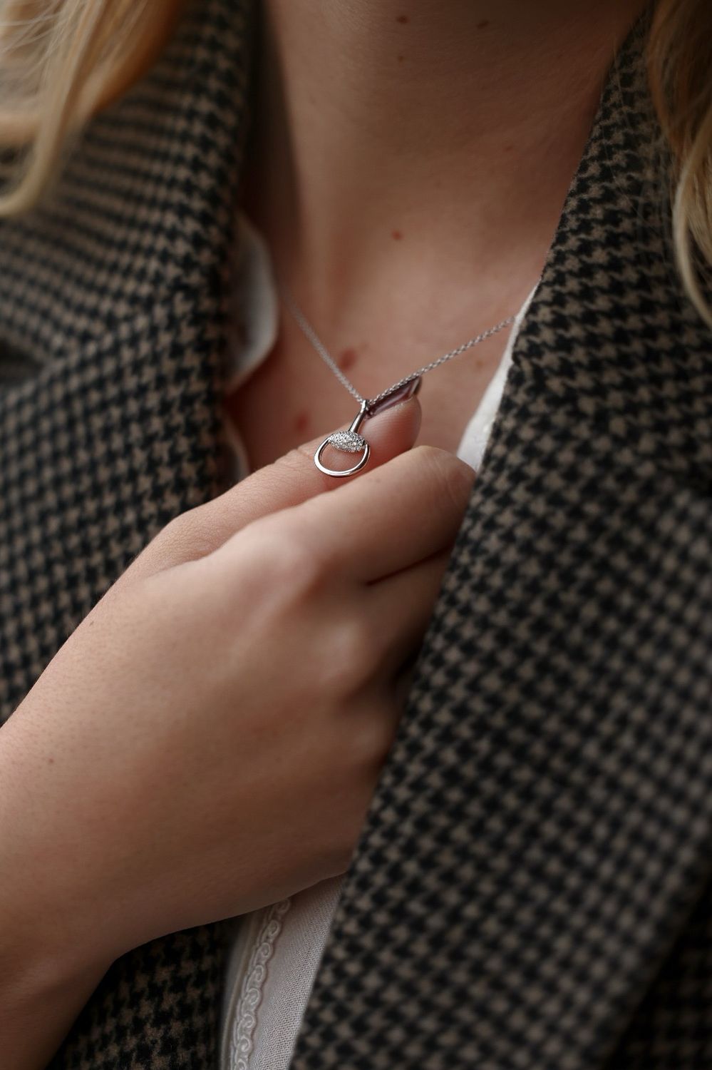 Sterling Silver And Zicron Half Snaffle Bit Pendant Sterling Silver And Zicron Half Snaffle Bit Pendant