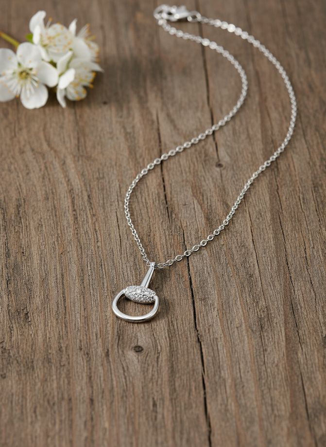 Sterling Silver & Zicron Half Snaffle Bit Pendant