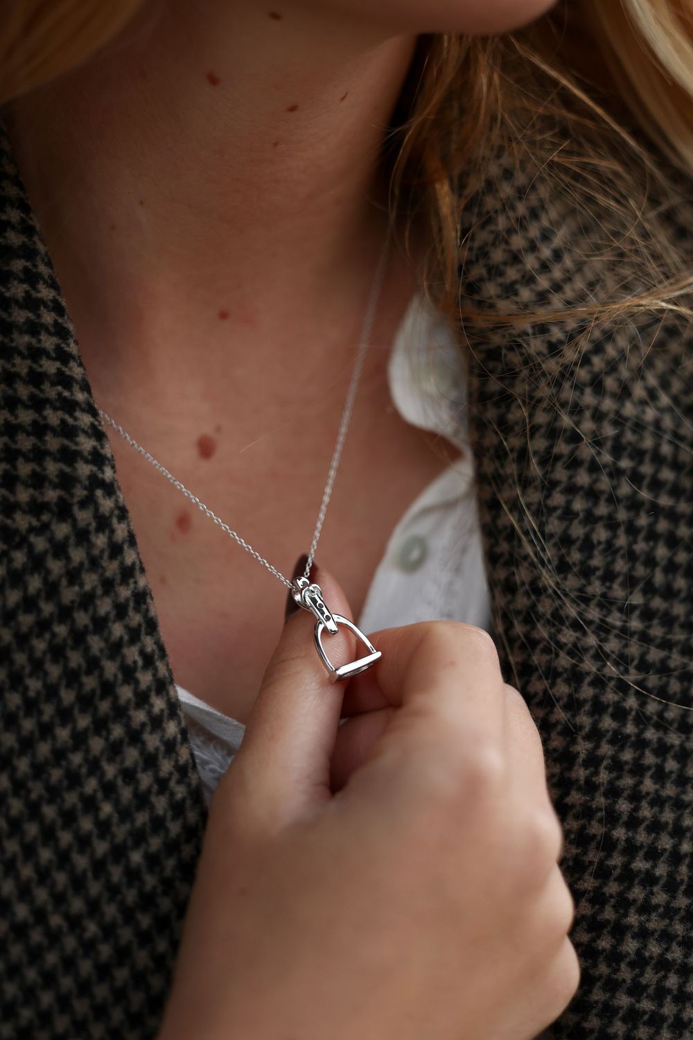 Sterling Silver Stirrup & Buckle Pendant With Chain Sterling Silver Stirrup & Buckle Pendant With Chain