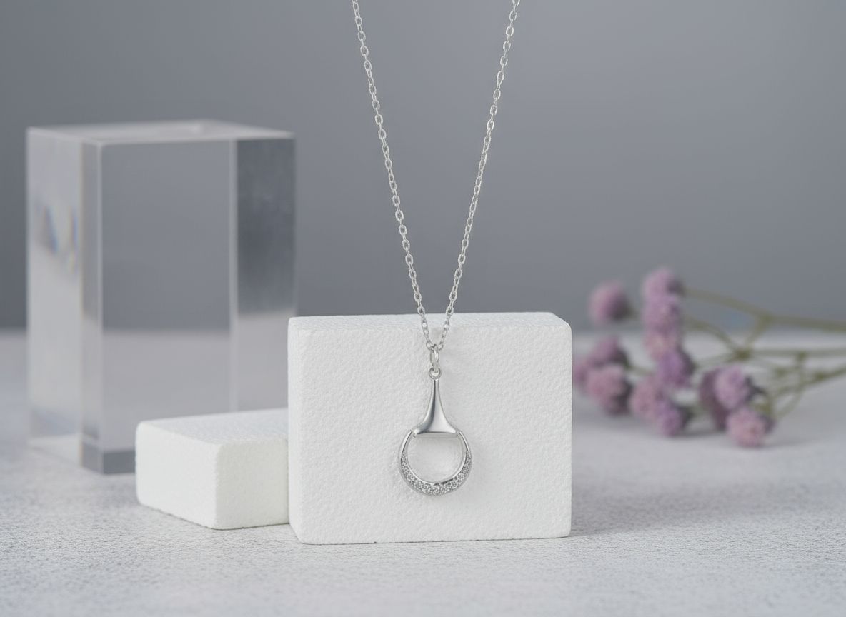 Sterling Silver And Zicron Half Snaffle Bit Pendant