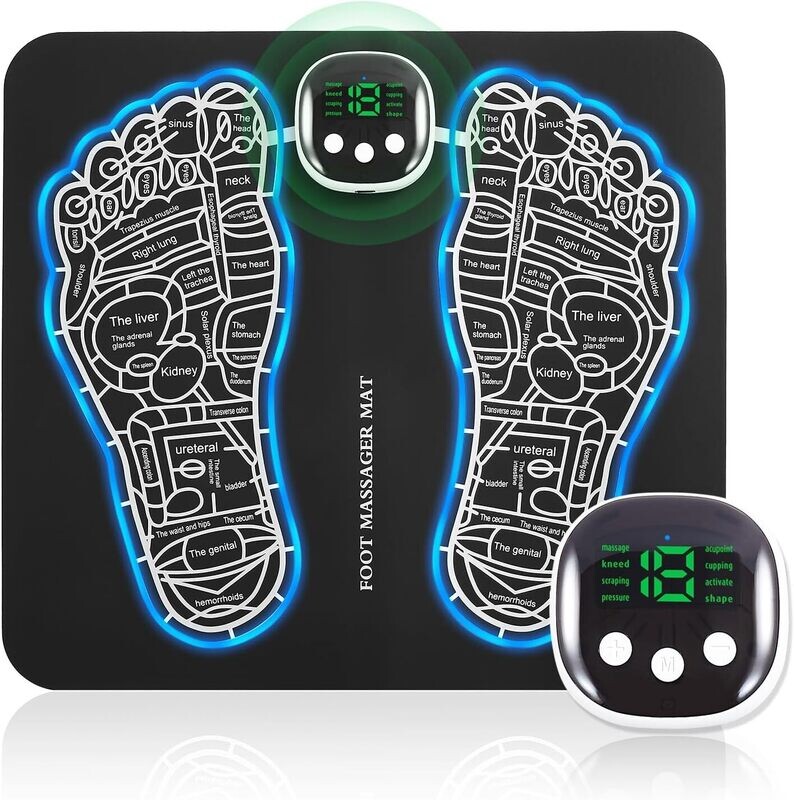 EMS Foot Massager Mat -Foot Massager Pad for Pain Plantar Relief, Muscle Relaxation, Foldable Legs &amp; Feet Massager Pad with 8 Modes, 19 Levels