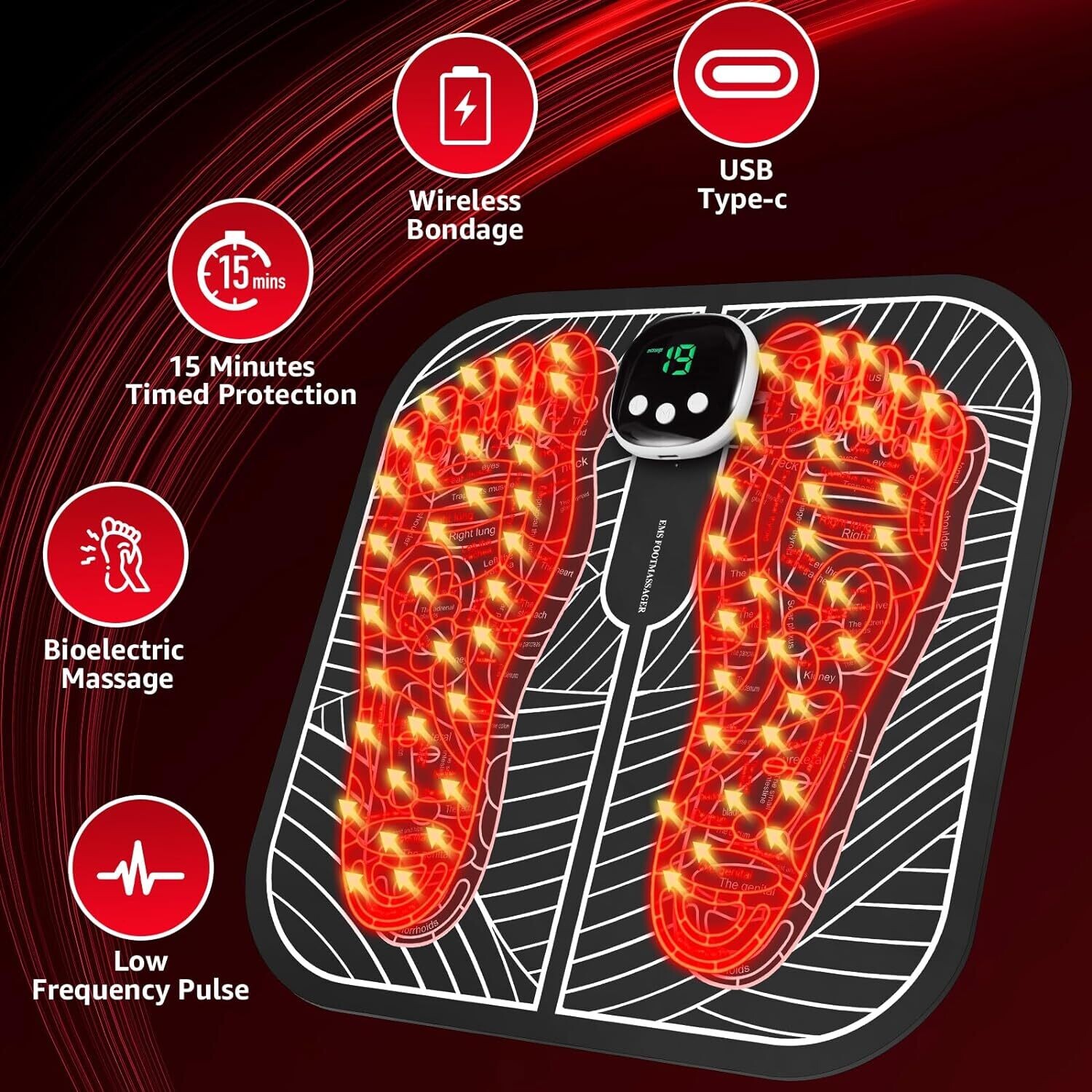 BFAHE EMS Foot Massager, Feet Massager for Neuropathy, Neuropathy Pain Relief for Feet