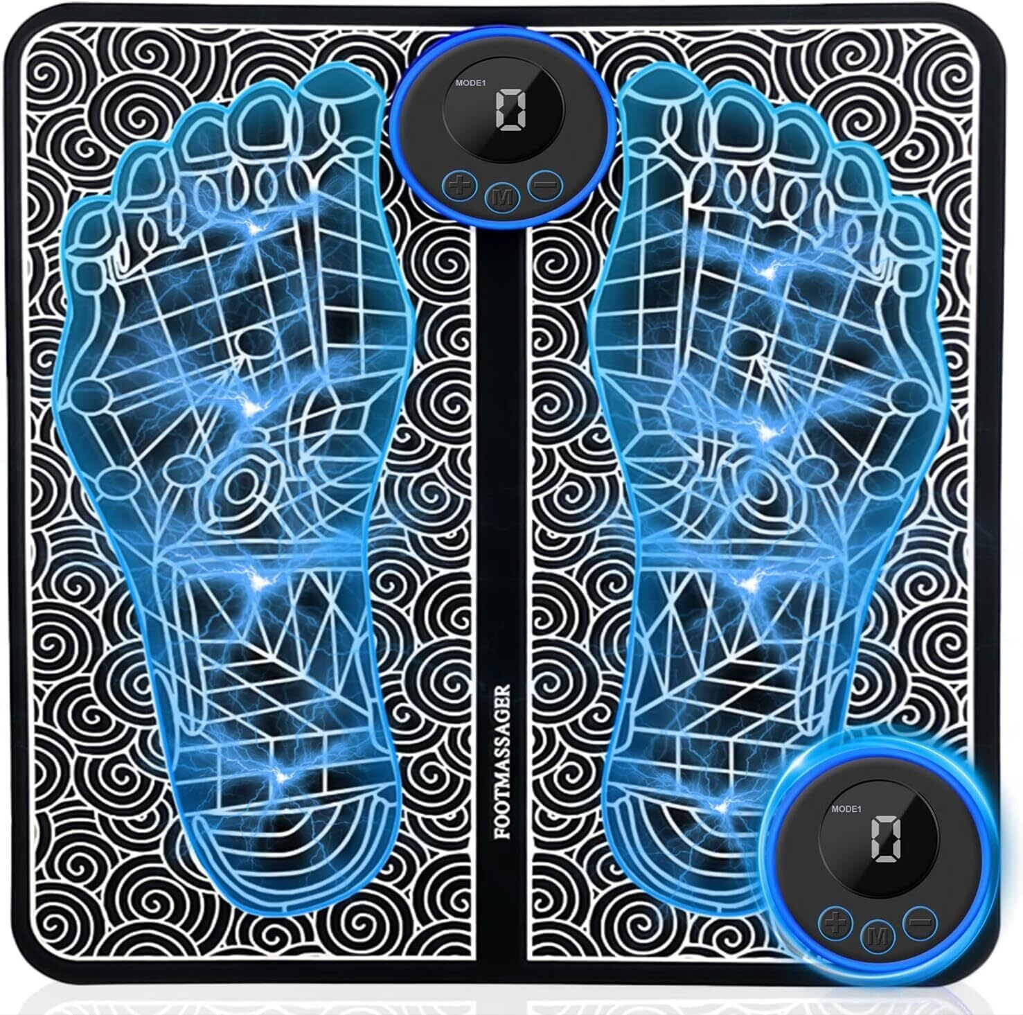 FILLBOSS Foot Massager Mat - Foot Massager Pad for Pain Plantar Relief, Muscle Relaxation, Foldable Legs &amp; Feet Massager with 8 Modes, 19 Levels - Intelligent Wireless Fitness Apparatus Model AST-301