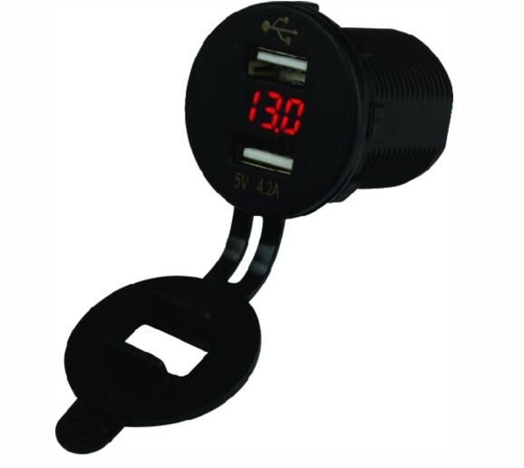 Double USB Socket/Voltmeter With Hidden Display
