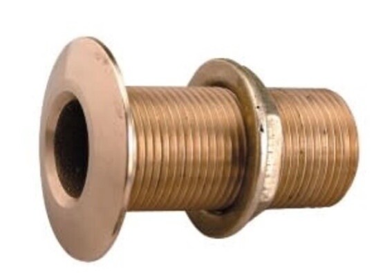 Thru Hull Bronze 1&quot; Thread NPT
