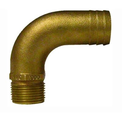 FFC Bronze Full flow 90 degree 1&quot; Pipe-to Hose 1-1 / 8&quot; Adapter NPT Thread