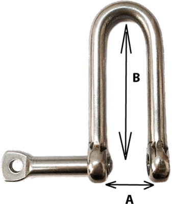 Long D Shackle 3 / 16&quot;  Capive Pin