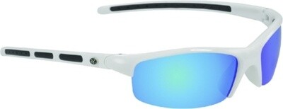 &#39;Snook&#39; Polarized Sunglasses With Blue Mirror Lenses and  White Frame