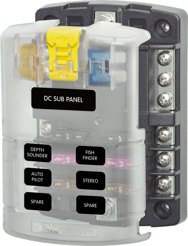 ST Blade Fuse Block - 6 Circuits With Negative Bus and Cover