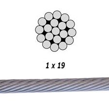 Stainless Steel Cable   316  1X19-3 / 16&quot;  /Foot