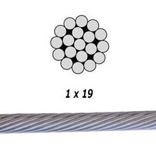 Stainless Steel 316 Cable 1X19-3/32&quot; / Foot