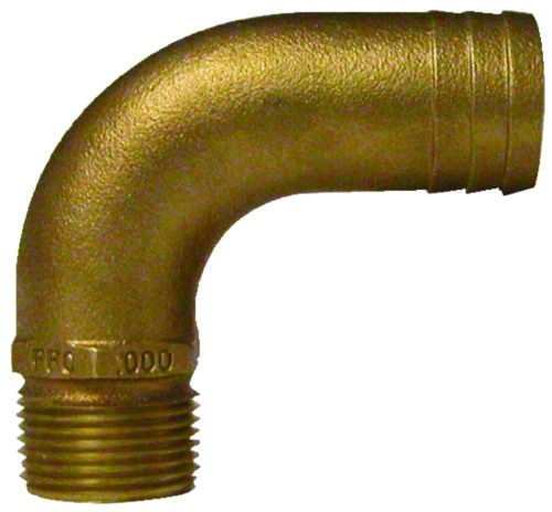 Bronze Full Flow 90 Degree Pipe-To Hose Adapter With NPT Thread