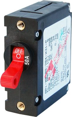 A-Series Red Toggle Circuit Breaker - Single Pole 50A