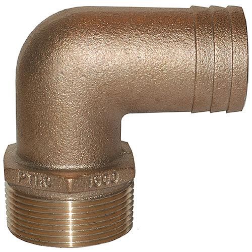 Pipe-To-Hose Adapter Standard Flow 90° Pipe 1-1/4&quot; NPT - Hose 1-1/4&quot; Bronze