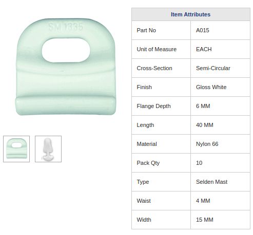 Selden Mast Slide Plastic 5/8&quot;