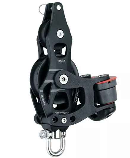 Block Fiddle 60mm Element With Becket  and Cam Cleat (6264)