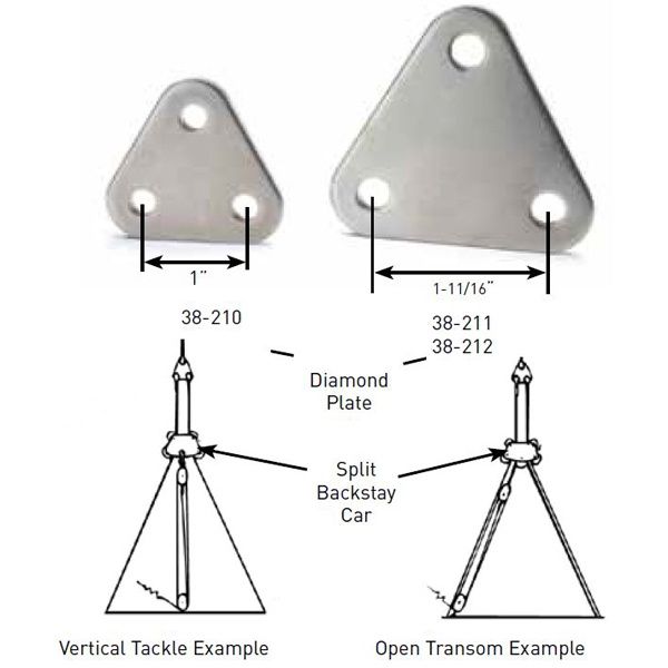 Split Backstay Diamond Plate 3/8&quot; Pin Stainless  (38-212)