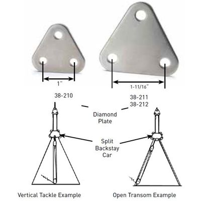 Split Backstay Diamond Plate 3/8&quot; Pin Stainless  (38-212)