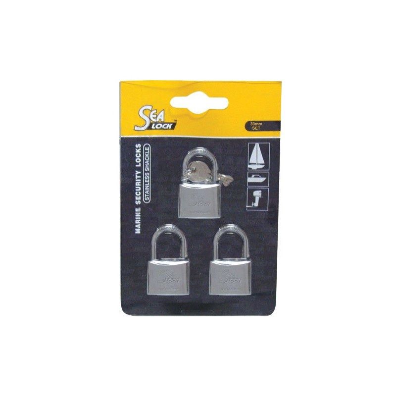 Set of 3 Padlocks Marine Grade With Joint Key