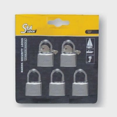 Set of 5 Padlocks Marine Grade With Joint Key