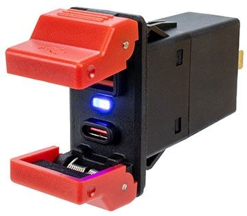 USB 3.0 &amp; USB-C Rocker Style Power Socket with Dual Fixed Covers