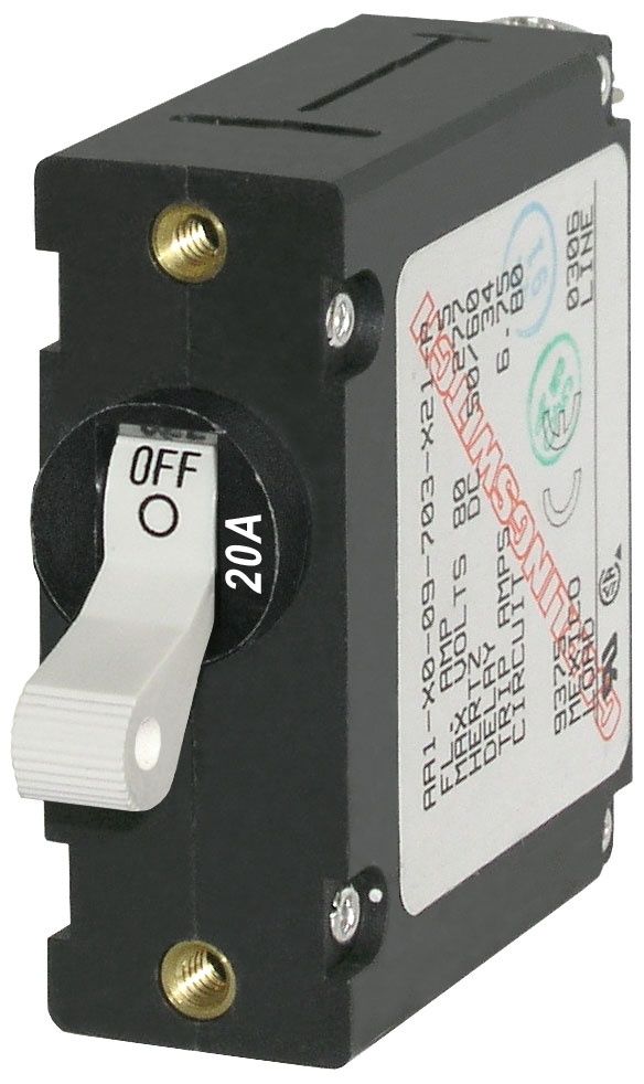A-Series White Toggle Circuit Breaker - Single Pole 20A  (7214)